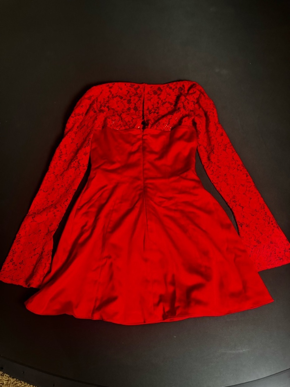 House of CB Jennica Red Rose Satin Lace Mini Dress S Luxury - Picture 8 of 8